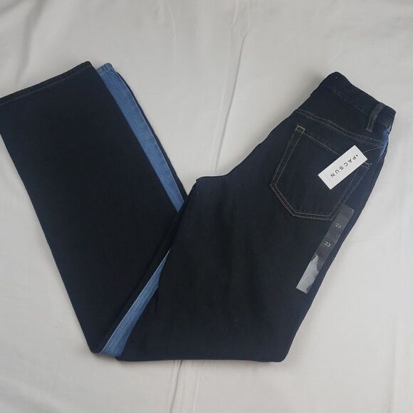 Pacsun Women's 23 Black & Blue Two Tone Paneled Boyfriend Jeans - Picture 4 of 13